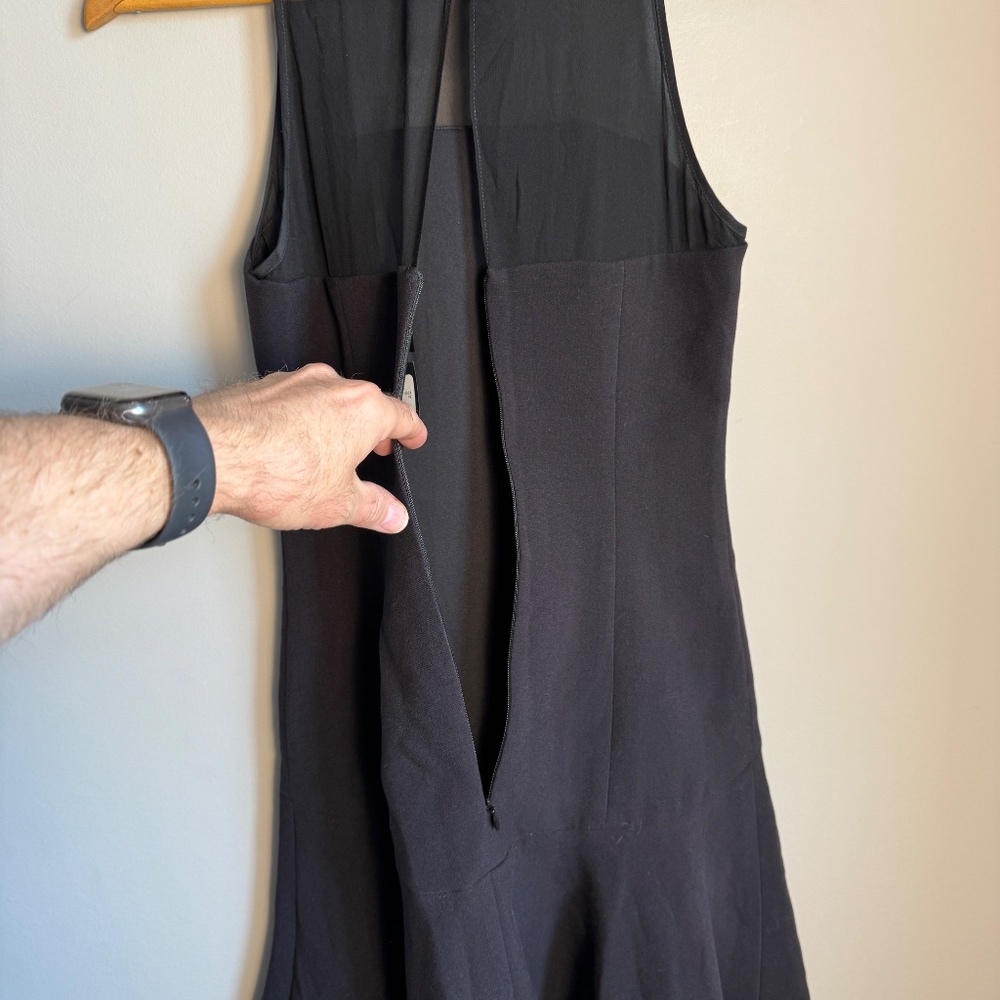 Club Monaco Fit & Flare Tiered Cocktail Dress Black Size 2 Wedding Guest Formal - Picture 6 of 15